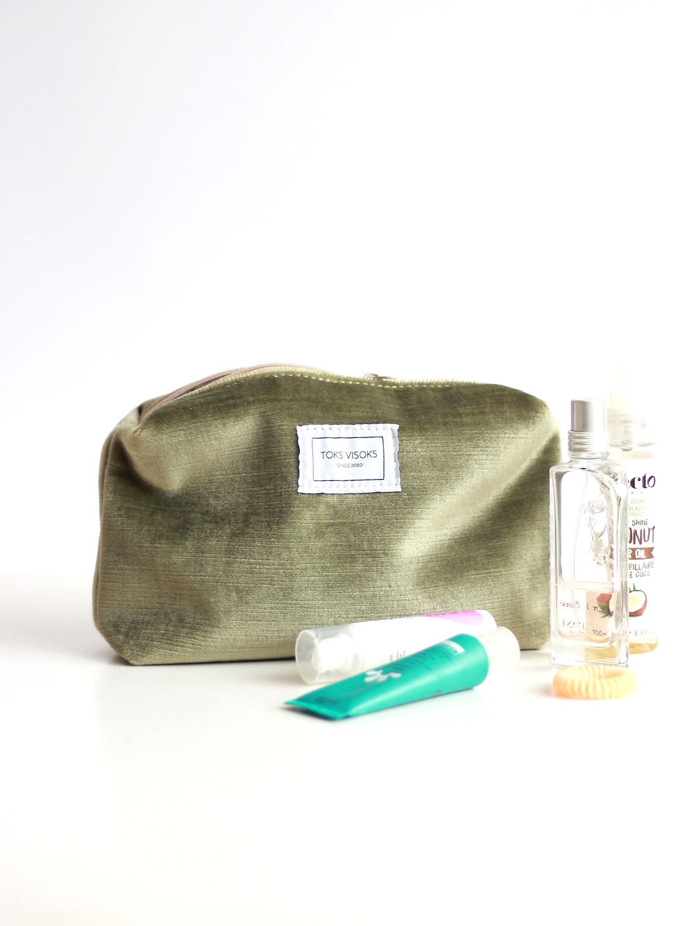 LORNA Makeup Bag - Olive Velvet