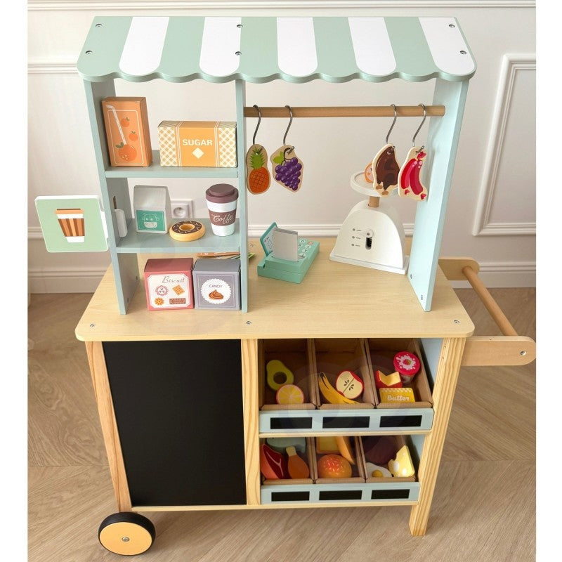 Large Multifunctional Wooden Food Truck Stand, 73 pcs