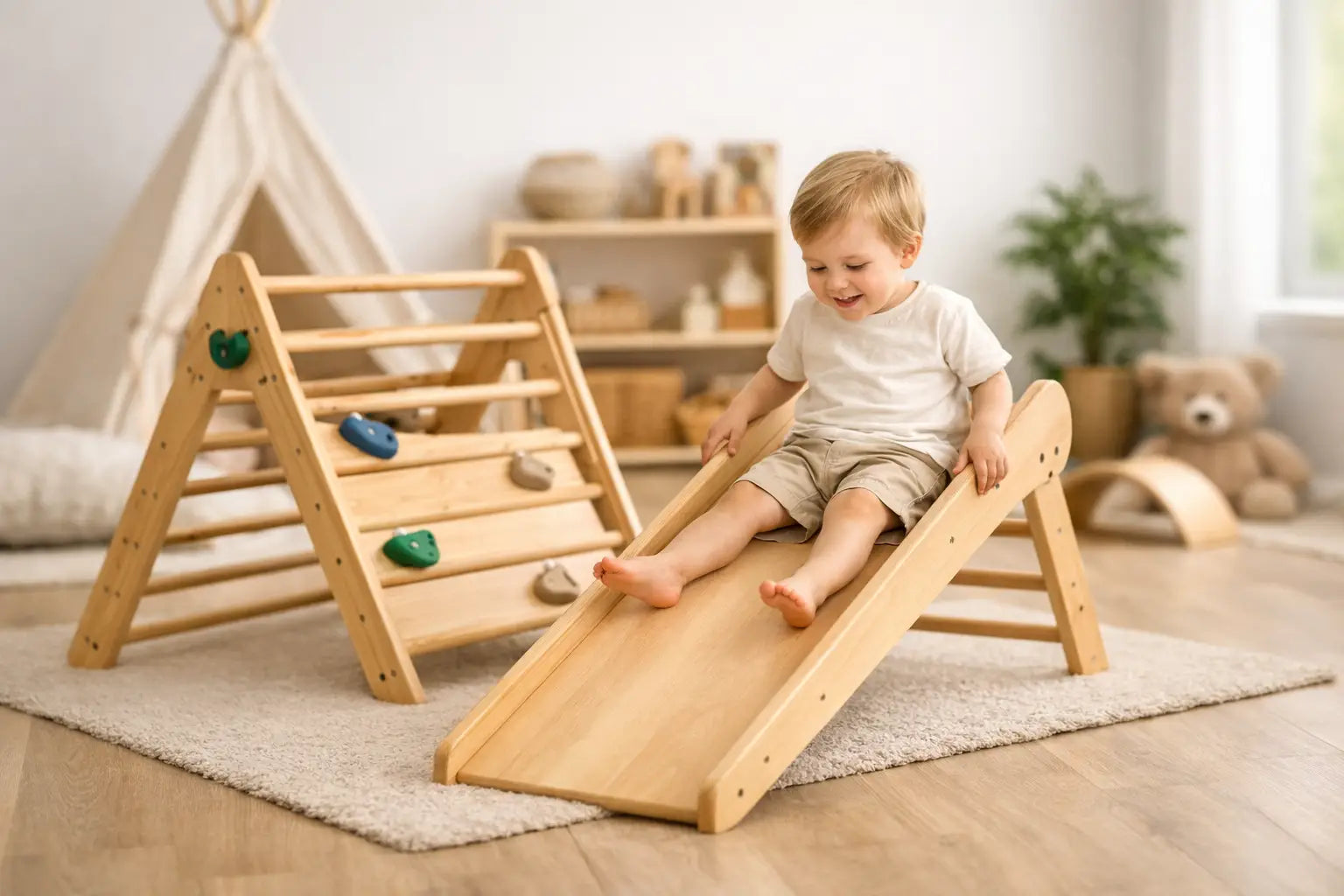 Kletterdreieck mit Rutsche für kleine Entdecker