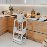 Montessori Lernturm & Trittschemel aus Holz – mitwachsender Helferturm für Kinder – Produktbild 3