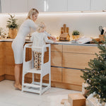 Montessori Lernturm & Trittschemel aus Holz – mitwachsender Helferturm für Kinder – Produktbild 4