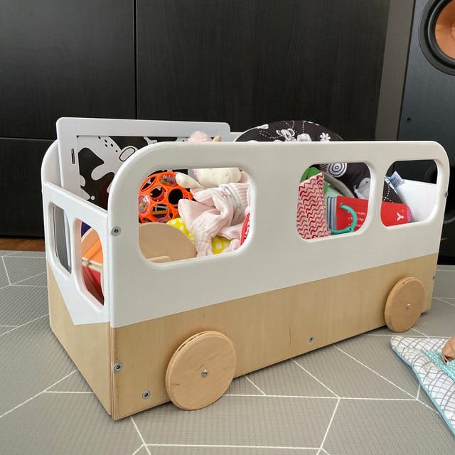 Ewart Woods Spielzeugkiste Bus auf Rädern – Holz-Aufbewahrungsbox für Kinder – Produktbild 2