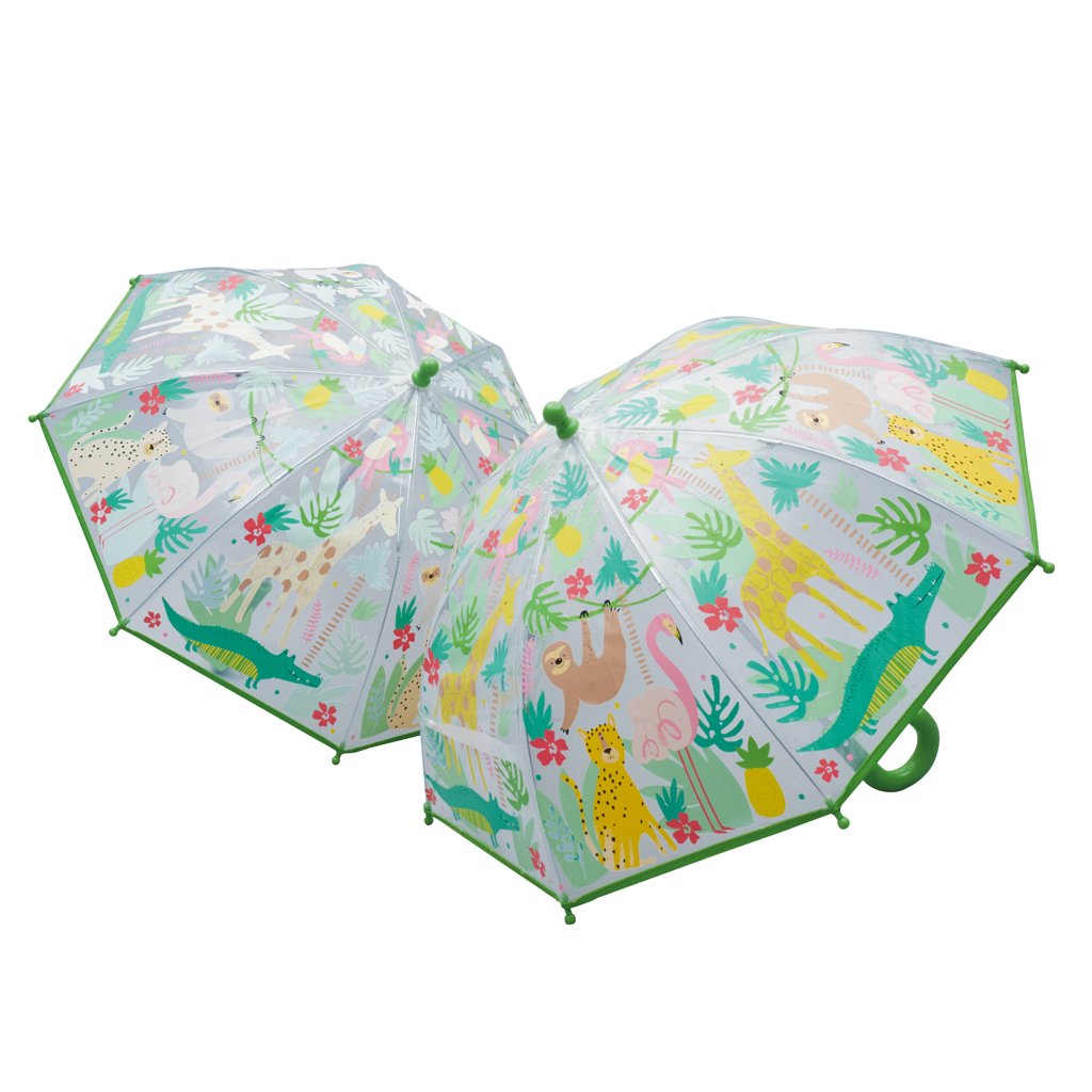 Kinderregenschirm mit Farbwechsel – Dschungel – Produktbild 1