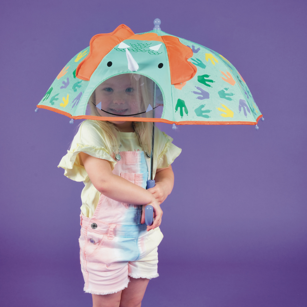 3D-Kinderregenschirm mit Farbwechsel – Dinosaurier – Produktbild 2