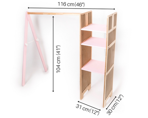 Kinder-Kleiderständer Montessori – Holz-Garderobe mit Ablagefach für Kinderzimmer – Produktbild 4