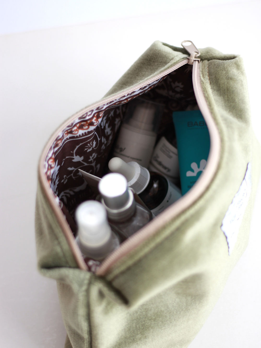 LORNA Makeup Bag - Olive Velvet