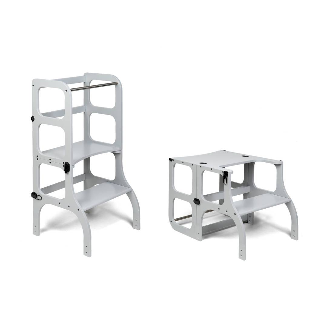 STEP’n’SIT® 2-in-1 Lernturm und Kindertisch – Grau – Produktbild 1