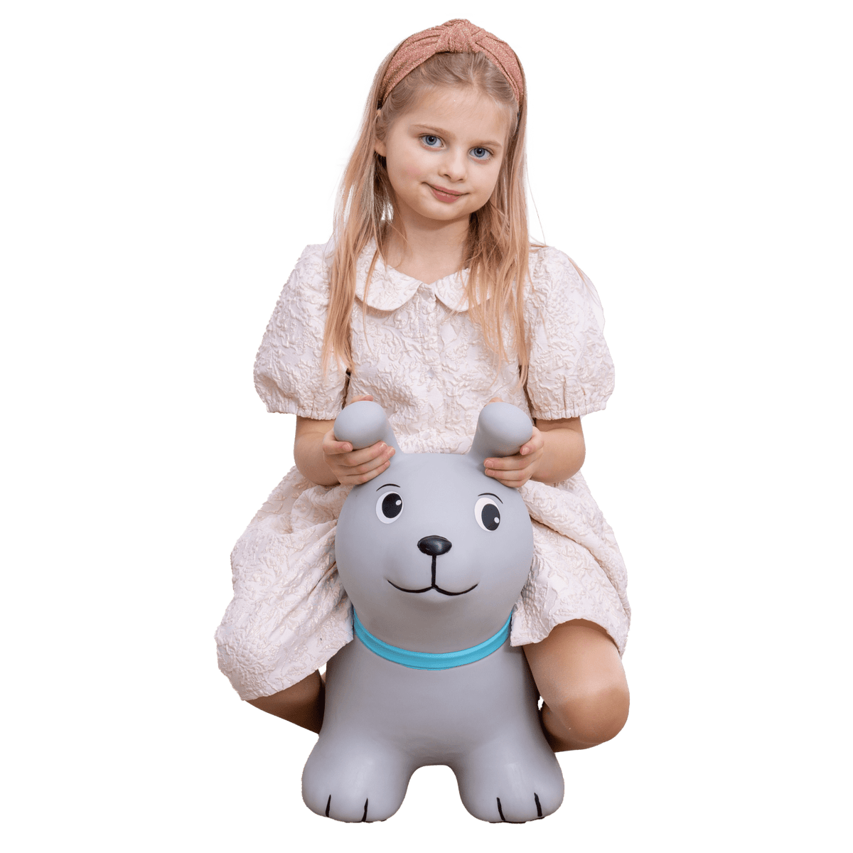 My First JUMPY Grau Hund – Hüpftier für Kinder ab 12 Monaten mit Pumpe