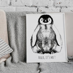 Personalisiertes Baby-Fußabdruck-Set Pinguin A3 – weißer Rahmen – Produktbild 1