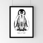 Personalisiertes Baby-Fußabdruck-Set Pinguin A4 – schwarzer Rahmen – Produktbild 1
