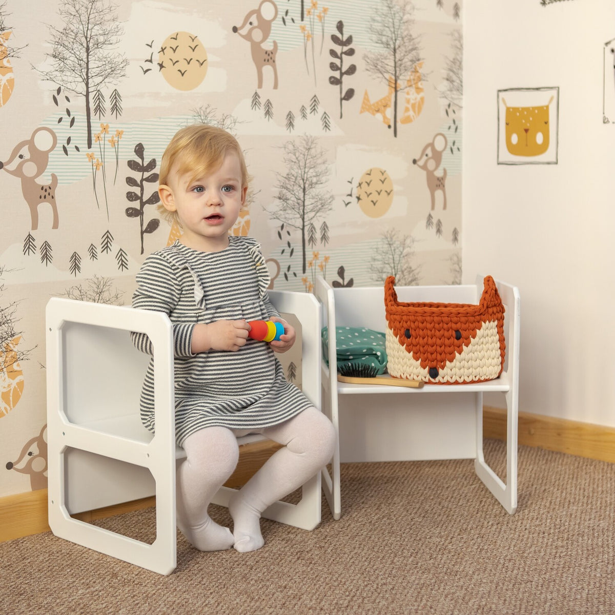 Montessori Tisch mit 2 Stühlen – Holz-Kindersitzgruppe für Essen, Spielen & Lernen – Produktbild 2