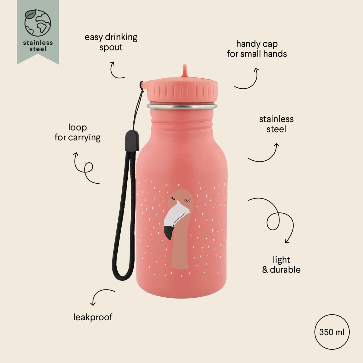 Edelstahl-Trinkflasche 350 ml – Mrs Flamingo