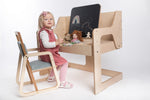 Luula Julle Mitwachsender Kinderstuhl aus Birke – Höhenverstellbarer ergonomischer Stuhl mit Samtpolster Mintgrün – Produktbild 3