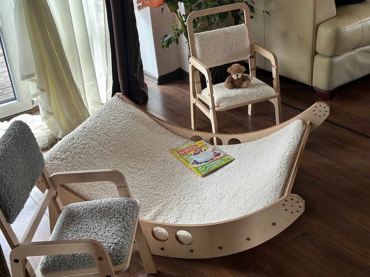 Luula Cloud Mouse Ergonomischer Mitwachs Stuhl – Höhenverstellbarer Kinderstuhl aus Birke mit Recycling Bezug – Produktbild 4