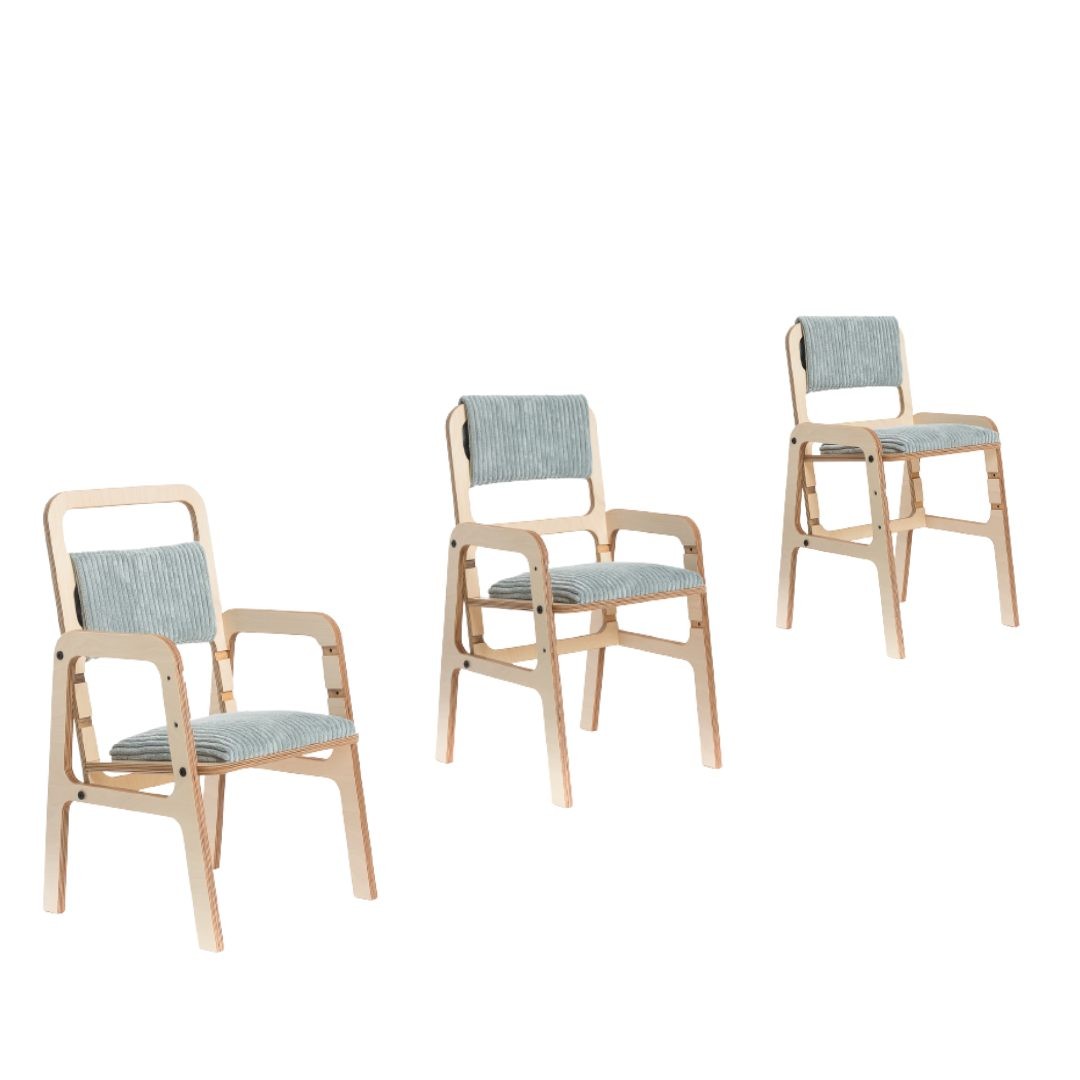 Luula Ergonomischer Mitwachs Stuhl „Mintgrün“ – Höhenverstellbarer Kinderstuhl aus FSC-Birke (3 bis 12 Jahre)