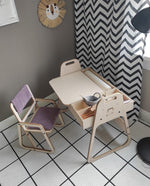 Luula Julle Montessori Tisch & Stuhl Set – Höhenverstellbare Kreativstation Cannon Rosa