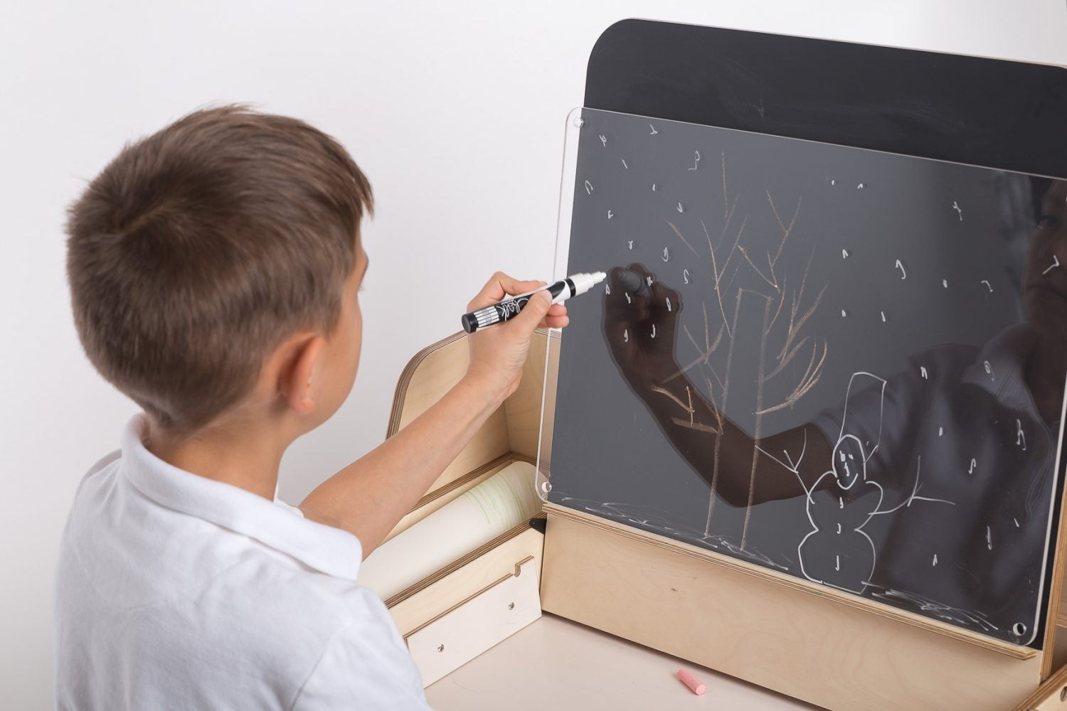 Luula Julle Montessori Tisch & Stuhl Set Mintgrün – höhenverstellbare Spielstation aus FSC-Birke