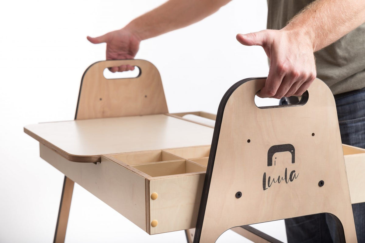Luula Julle Montessori Tisch & Stuhl Set – Höhenverstellbare Kreativstation Cannon Rosa