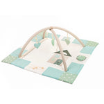 Baby-Spielmatte Mintgrün 120x120 cm – Aktivitäts-Spielmatte mit Spielbogen aus Bio-Baumwolle