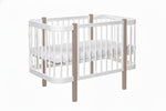 Babybett ELIN Set Cappuccino-Weiß – Mitwachsendes Beistellbett aus Buchenholz mit Matratze – Produktbild 3