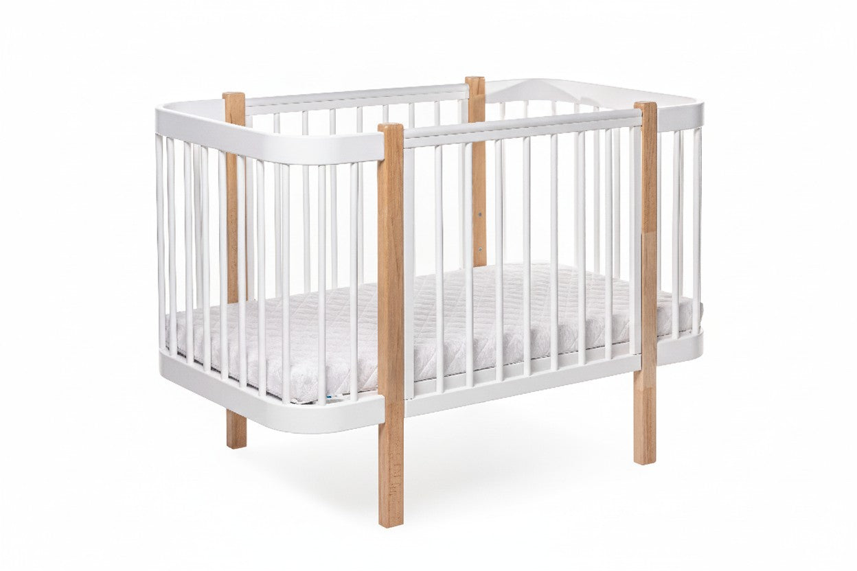 Babybett ELIN Natur-Weiß – Mitwachsendes Beistellbett aus Buchenholz 120 x 60 cm – Produktbild 4