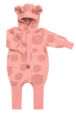 Baby-Jumpsuit Bär mit Kapuze & Ohren – Weicher Overall mit Bären-Print OEKO-TEX
