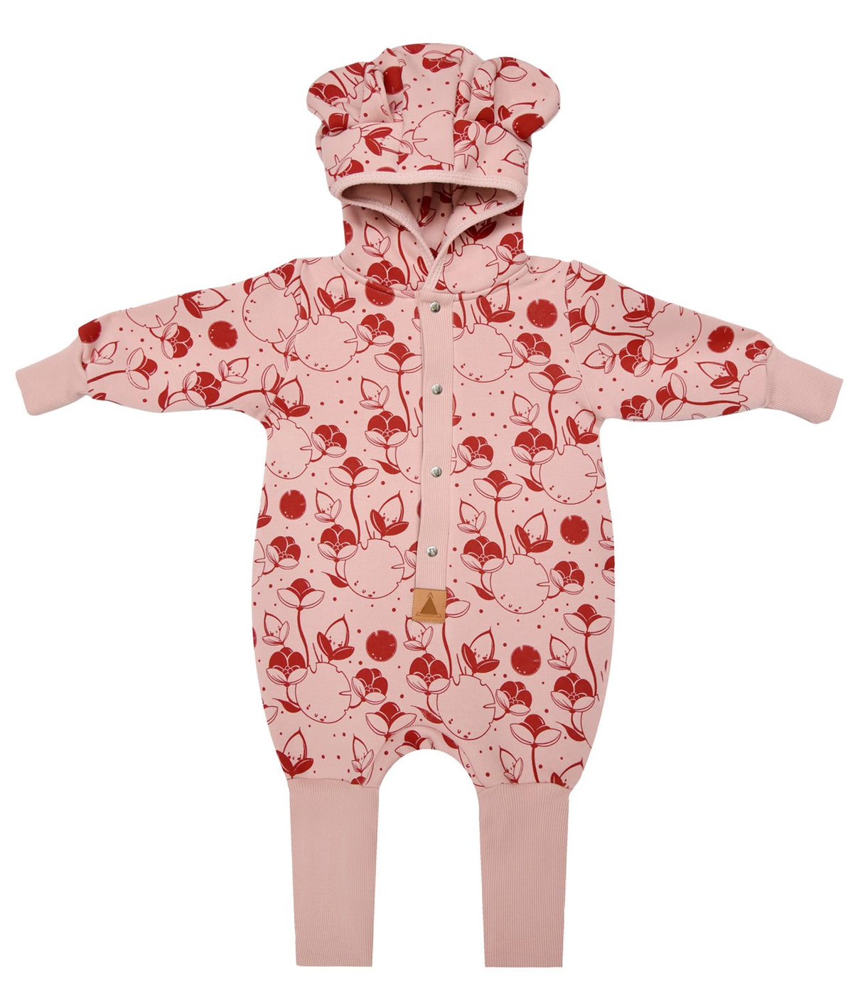 Baby-Jumpsuit mit Kapuze – Lilien auf Rosa – Produktbild 1