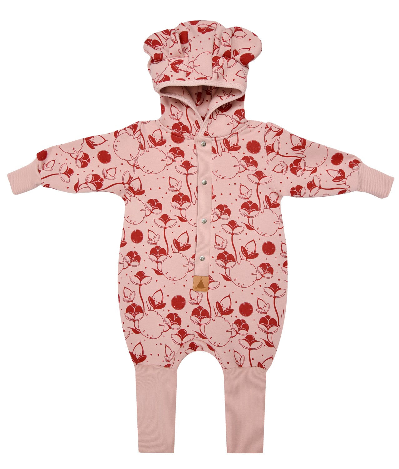Baby-Jumpsuit mit Kapuze – Lilien auf Rosa – Produktbild 1