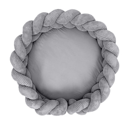 Baby Nest & Play Mat With Crib Bumper Braid - Grey