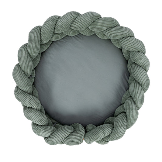 Baby Nest & Play Mat With Crib Bumper Braid - Olive Green