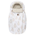Baby Winter Footmuff – Bear Print White / Beige, One Size