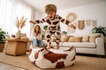 Eckiger Kinder Sitzsack Kuh-Design – weicher Pouf mit waschbarem Bezug 60x60 cm – Produktbild 1