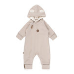 Bear-Ear Cotton-Lined Merino Wool Baby Overall – Beige