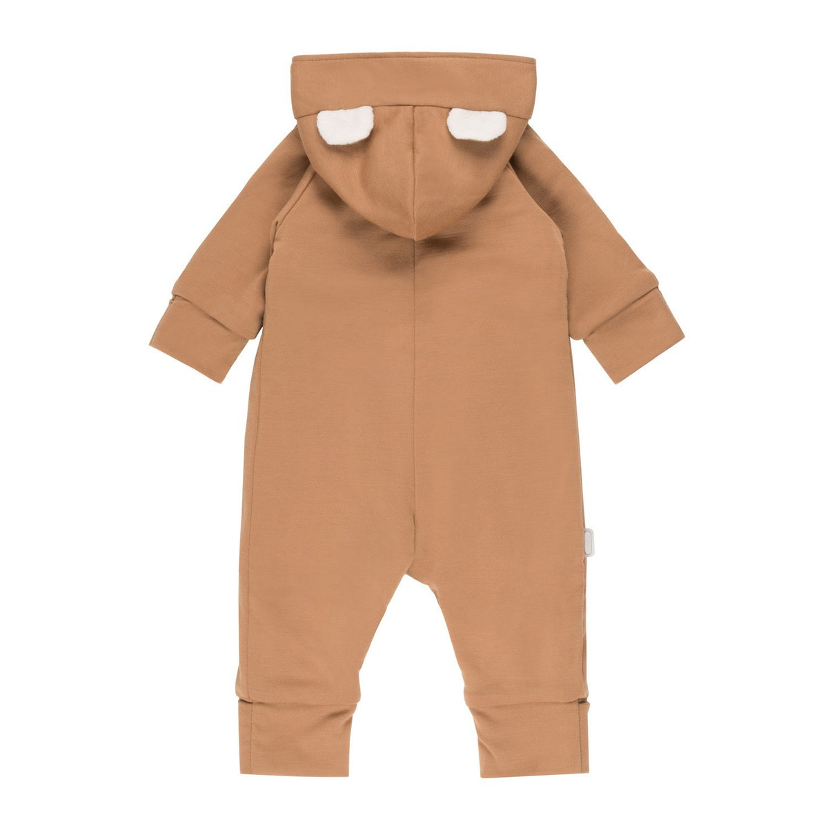 Bear-Ear Cotton-Lined Merino Wool Baby Overall – Brown