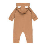 Bear-Ear Cotton-Lined Merino Wool Baby Overall – Brown