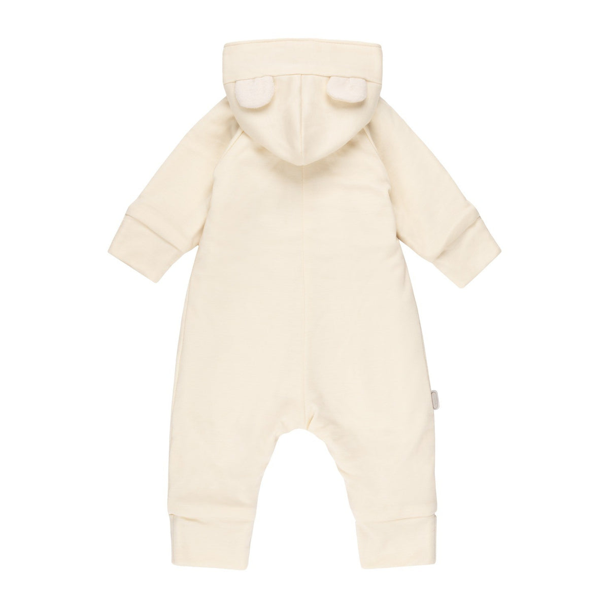 Bear-Ear Cotton-Lined Merino Wool Baby Overall – White
