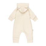 Bear-Ear Cotton-Lined Merino Wool Baby Overall – White