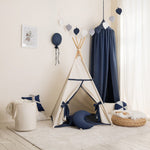 Beige-Navy Blue Teepee Tent