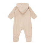 Beige Velvet Baby Overall with Merino Wool Lining