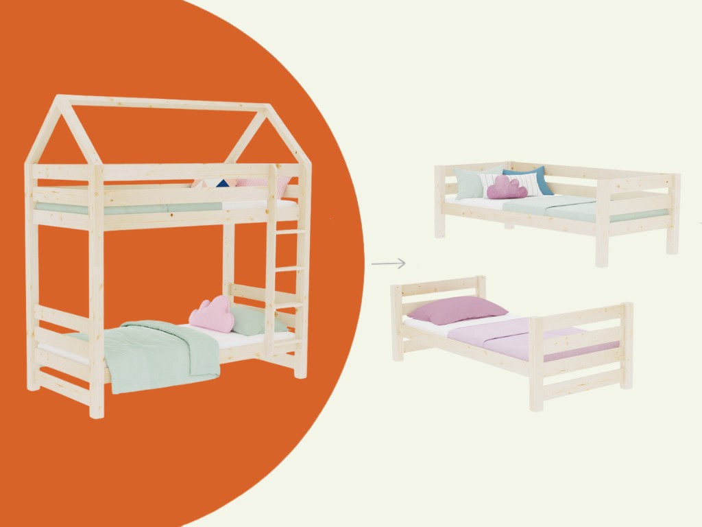ALPY House Bunk Bed with Ladder – 90x200 cm
