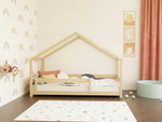 LUCKY House Bed with Front Roof and Safety Rail – 120–140 cm Wide