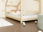 LUCKY House Bed with Front Roof and Safety Rail – 120–140 cm Wide