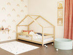 LUCKY House Bed with Front Roof and Safety Rail – 120–140 cm Wide