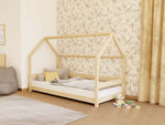 LUCKY House Bed with Side Roof and Front Safety Rail – 80 cm Wide