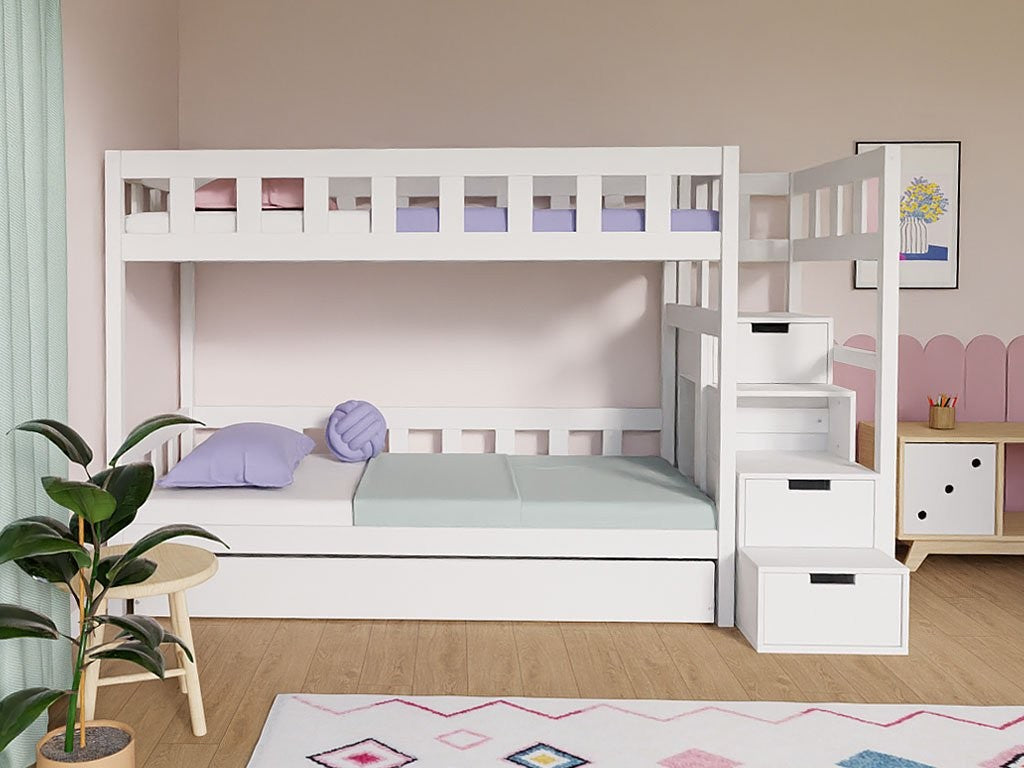 PLOTTY Bunk Bed with Storage Stairs – 90 × 200 cm