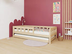 PLOTTY Single Bed with Front Safety Rail – 120–140 cm Wide