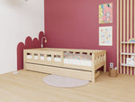 PLOTTY Single Bed with Front Safety Rail – 120–140 cm Wide