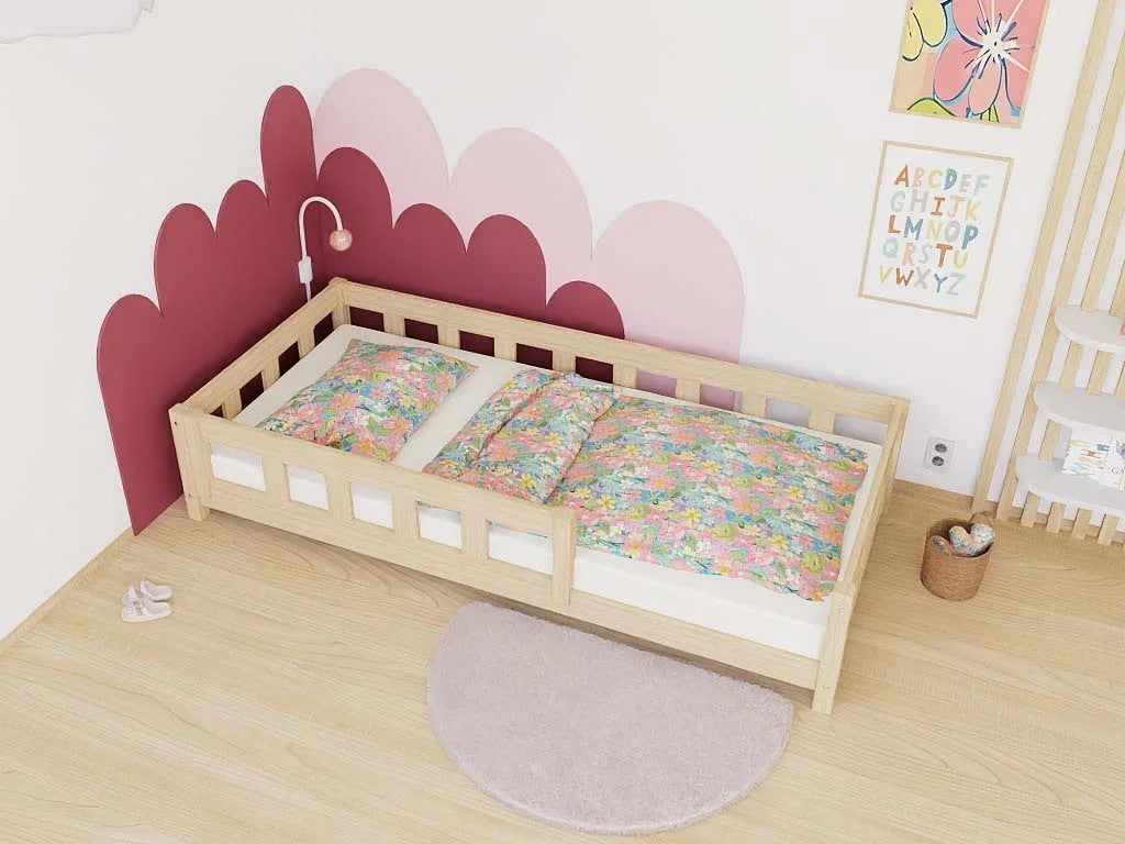 PLOTTY Single Bed with Front Safety Rail – 120–140 cm Wide