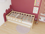 PLOTTY Single Bed with Front Safety Rail – 80 cm Wide