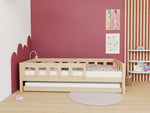 PLOTTY Single Bed with Front Safety Rail – 90 cm Wide